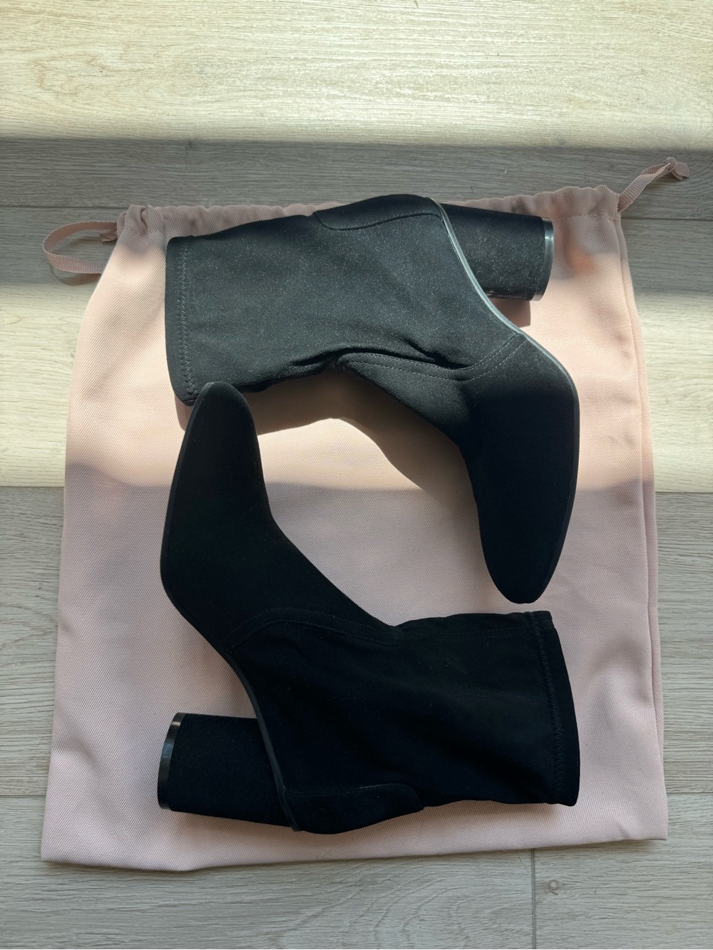 Stuart Weitzman Black Suede Mid-heel Ankle Boots - Picture 2 of 3